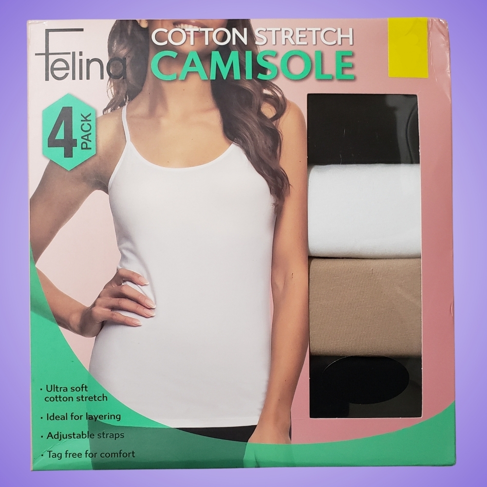 Felina Cotton Stretch Camisoles Women Large 4 Camisoles NWT